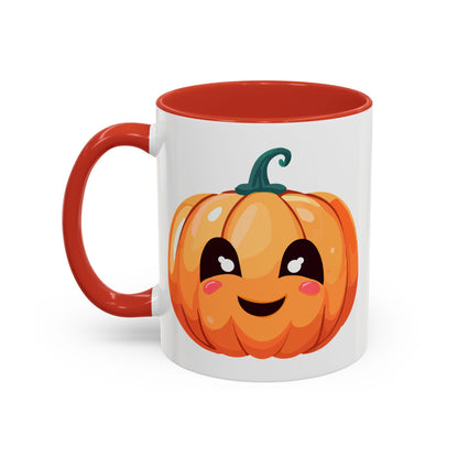 Cute Pumpkin Accent Coffee Mug for Fall, Halloween Decor, Gift for Coffee Lovers, Autumn Kitchenware, Seasonal Drinkware