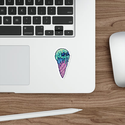 Skull Ice Cream Die-Cut Stickers, Unique Laptop Stickers, Fun Wall Decals, Cool Gift for Teens, Halloween Decor, Edgy Accessories