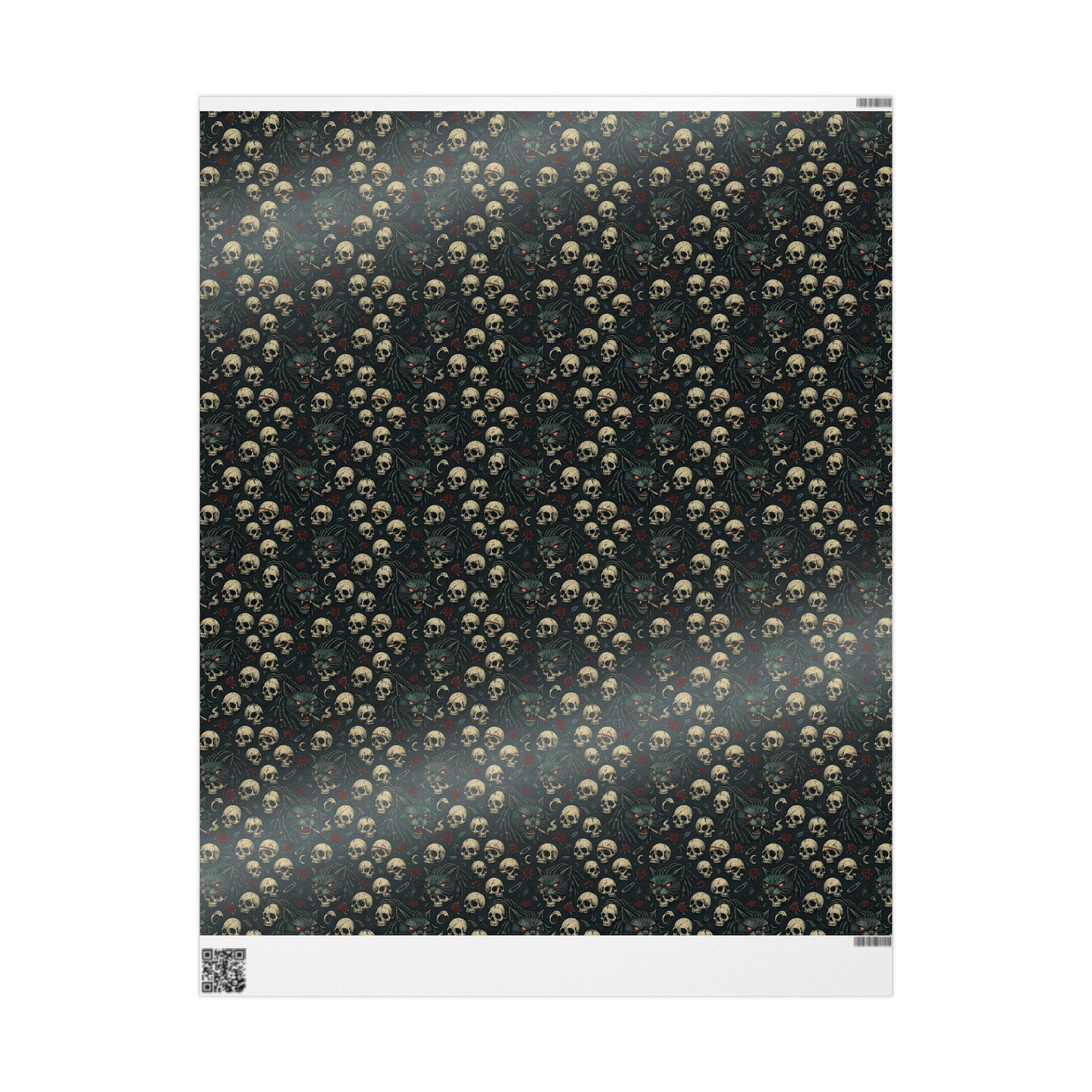 Dark Gothic Skulls Wrapping Paper, Spooky Gift Wrap for Halloween, Party Decor, Unique Present Packaging, Alternative Gift Wrap