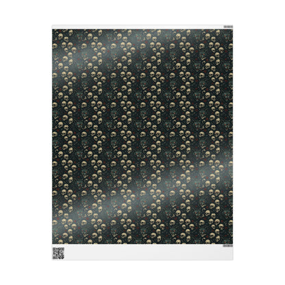Dark Gothic Skulls Wrapping Paper, Spooky Gift Wrap for Halloween, Party Decor, Unique Present Packaging, Alternative Gift Wrap