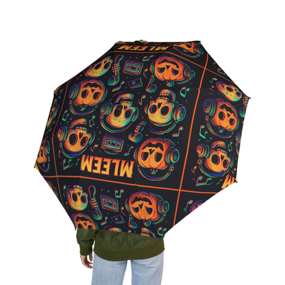Colorful Skull Design Umbrella | Foldable, Compact Travel Umbrella, Unique Gift for Music Lovers, Rainy Day Essential, Halloween Accessory