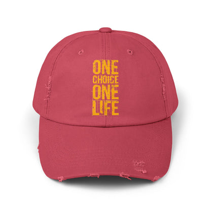 Unisex Distressed Cap - Motivational Hat, Everyday Wear, Casual Style, Gift for Friends, Trendy Cap, One Life Design
