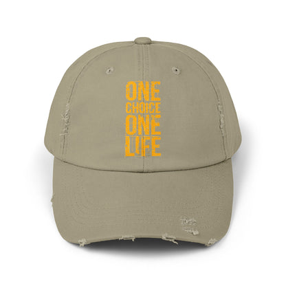 Unisex Distressed Cap - Motivational Hat, Everyday Wear, Casual Style, Gift for Friends, Trendy Cap, One Life Design