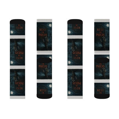 Gothic Themed Sublimation Socks, Perfect Gift for Halloween, Cosplay Accessories, Comfortable Footwear, Unique Fashion, Rest in Pieces