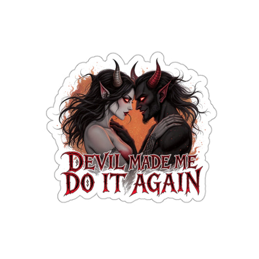 Devil Made Me Do It Again Stickers, die-cut stickers, laptop stickers, gothic decor, creative gifts, Halloween accessories