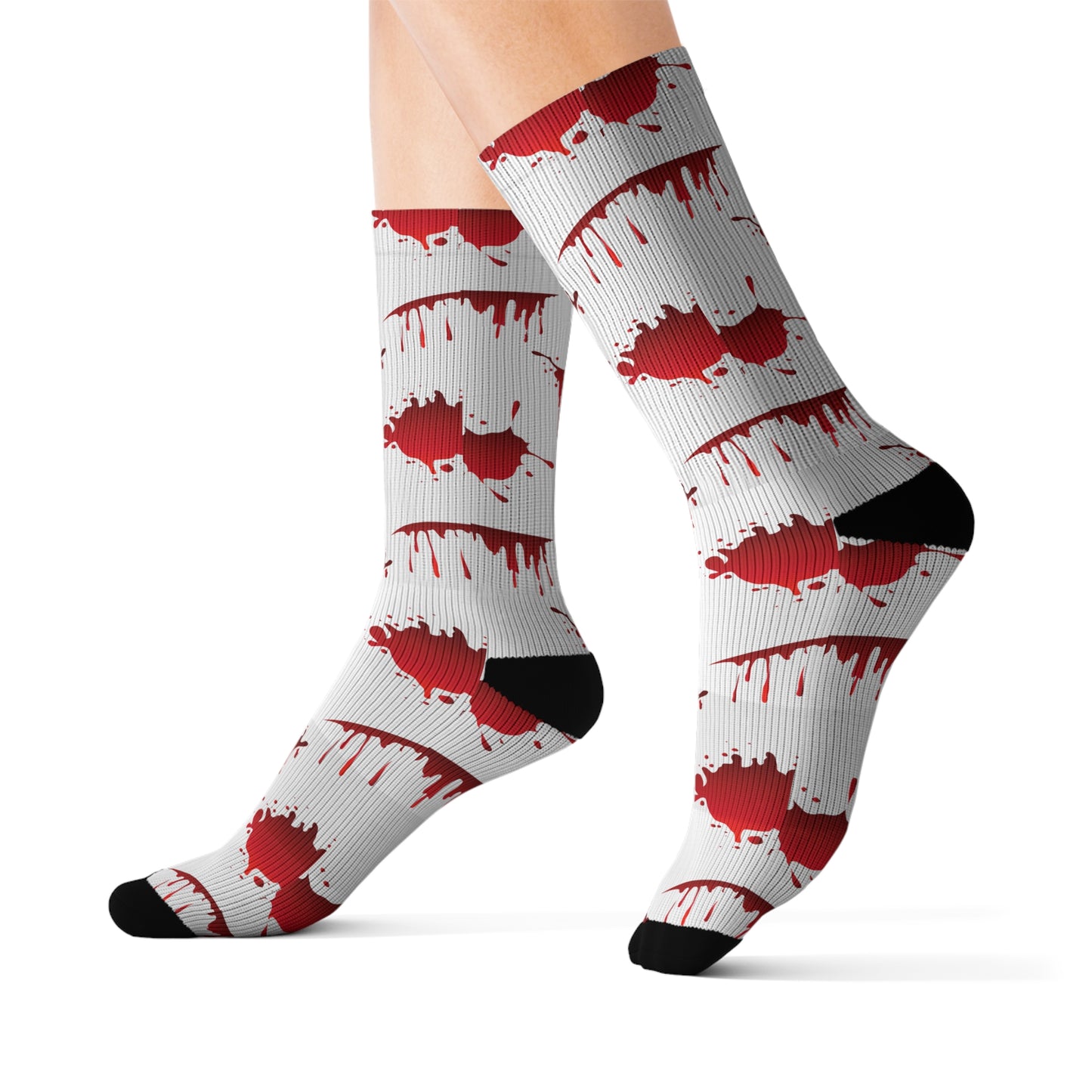 Blood Splatter Sublimation Socks, Unique Fun Socks for Halloween, Gift for Horror Fans, Stylish Casual Wear, Statement Accessories