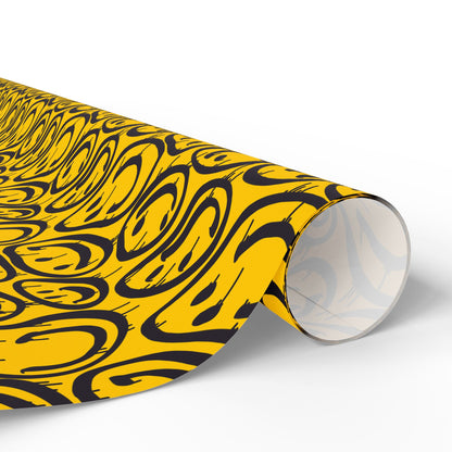 Stylish Wrapping Paper Roll, Unique Gift Wrap for Birthdays, Holidays, Anniversaries, DIY Crafts, Yellow Black Design
