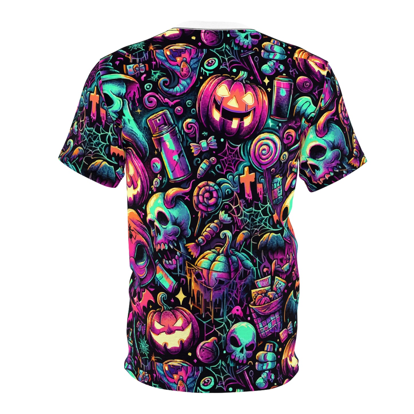 Halloween Vibes Unisex Cut & Sew Tee, Spooky Shirt for Parties, Haunted Home Decor, Treat or Treat Celebration Tee, Unique Costume Top