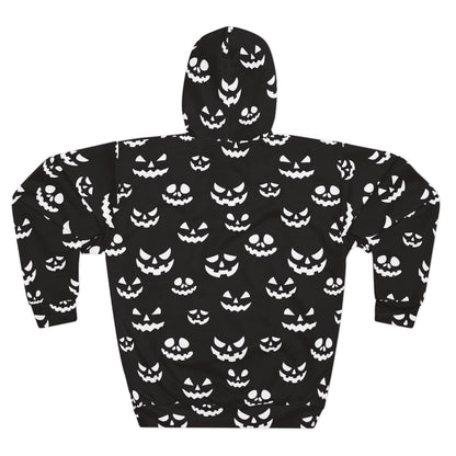 Spooky Halloween Hoodie, Unisex Pullover with Ghostly Pumpkin Print, Perfect for Fall Festivities, Cozy Halloween Apparel