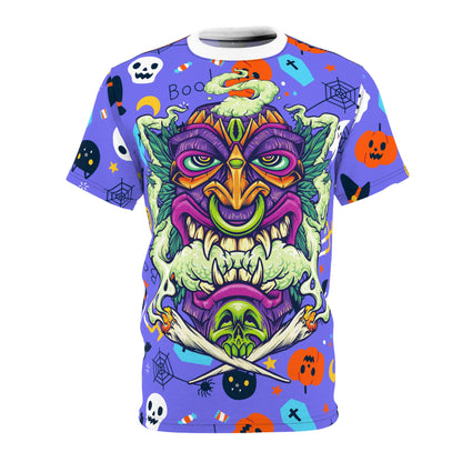 Halloween Graphic Tee, Unisex Cut & Sew T-shirt, Spooky Vibes Shirt, Unique Horror Clothing, Perfect for October Celebrations