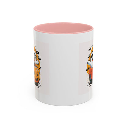 Halloween Ghost Car Coffee Mug, Spooky Mug for Fall, Pumpkin Spice Coffee Cup, Halloween Theme Drinkware, Funny Ghost Mug