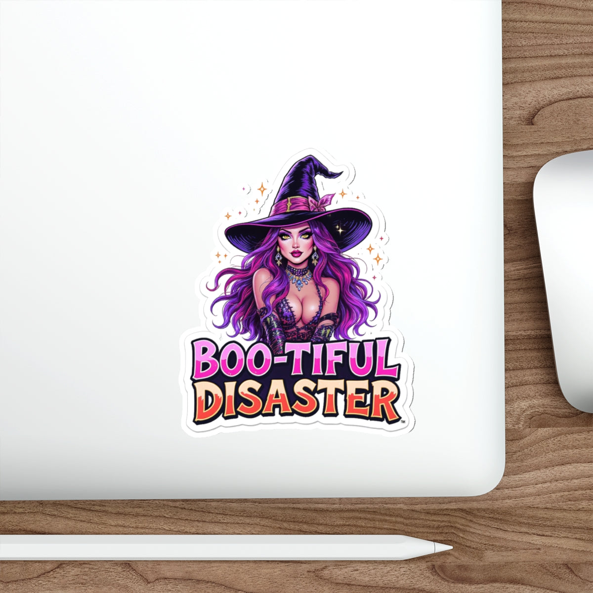 Boo-tiful Disaster Die-Cut Stickers, Halloween Decor, Witch Stickers, Spooky Gift, Laptop, Water Bottle, Home Decor