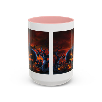 Halloween Pumpkin Accent Mug, Spooky Coffee Cup, Fall Decor, Trick or Treat Gift, Dark Themed Drinkware, Halloween 2023,