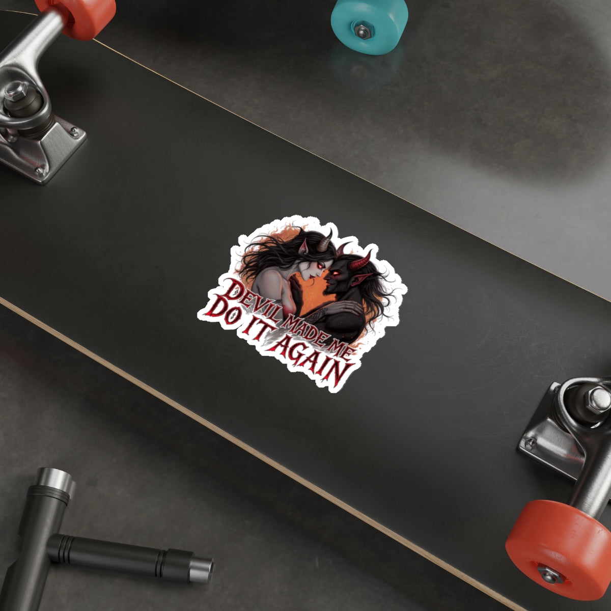 Devil Made Me Do It Again Stickers, die-cut stickers, laptop stickers, gothic decor, creative gifts, Halloween accessories