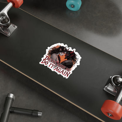 Devil Made Me Do It Again Stickers, die-cut stickers, laptop stickers, gothic decor, creative gifts, Halloween accessories