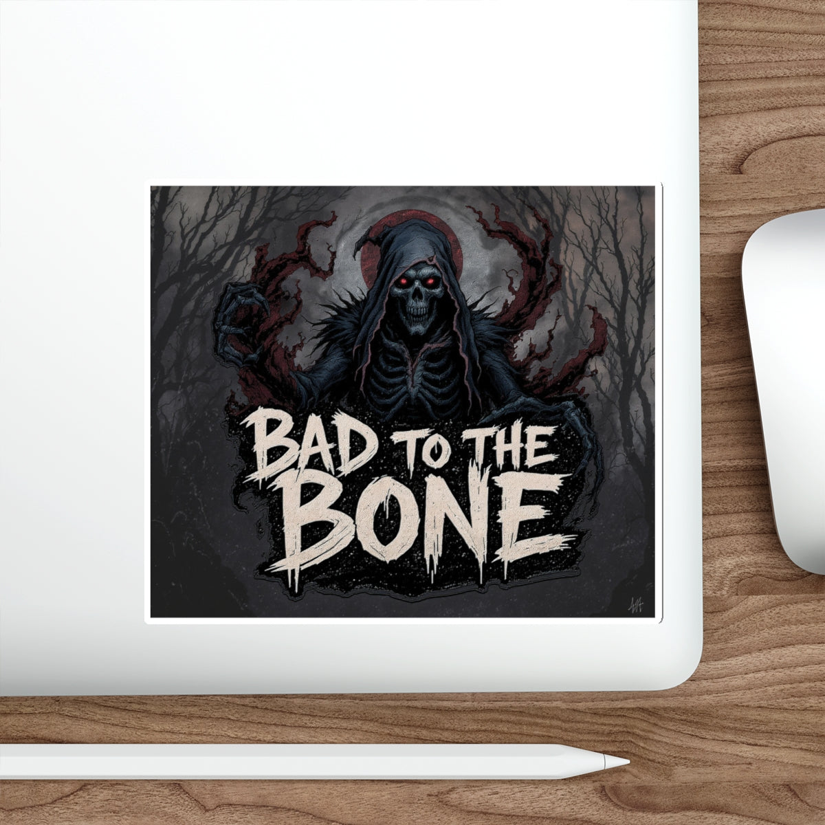 Bad to the Bone Die-Cut Stickers | Edgy Skull Decor, Laptop Decorations, Halloween Party Favors, Punk Aesthetic Accessories, Gift Stickers
