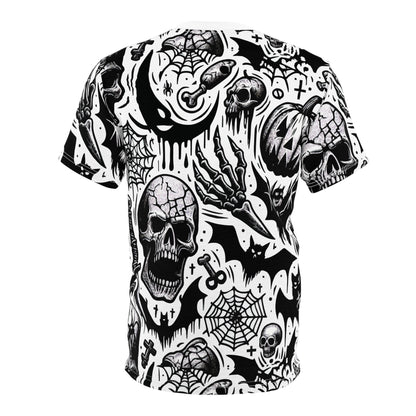 Spooky Graphic Tee, Unisex Halloween Shirt, Ghostly Design T-Shirt, Edgy Casual Wear, Unique Gift for Horror Fans