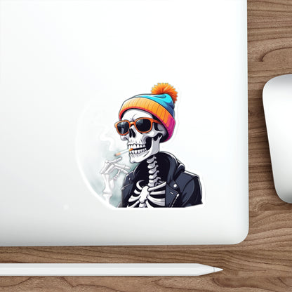 Chill Skeleton Die-Cut Stickers - Cool Vibes for Laptops, Water Bottles, and More - Perfect for Halloween, Parties, or Daily Fun!