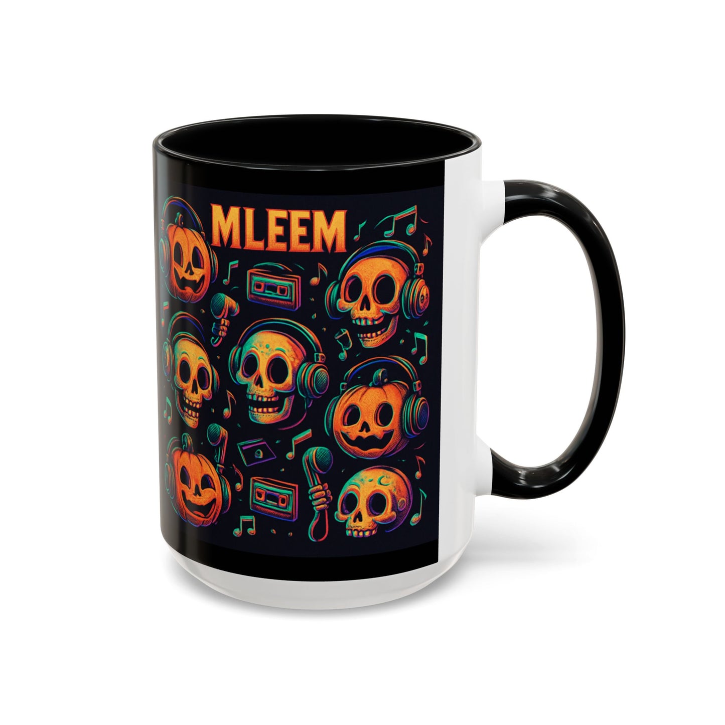 Halloween Skull Coffee Mug, Spooky Decor, Gift for Music Lovers, Pumpkin Head Mug, Halloween Party Favor