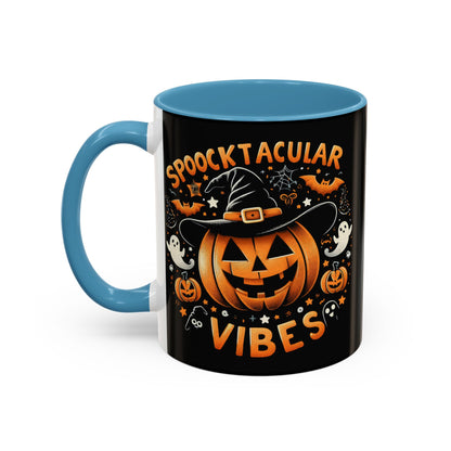 Halloween Accent Coffee Mug - Spooktacular Vibes, Fall Home Decor, Pumpkin Lovers Gift, Trick or Treat Mug, Spooky Season Drinkware