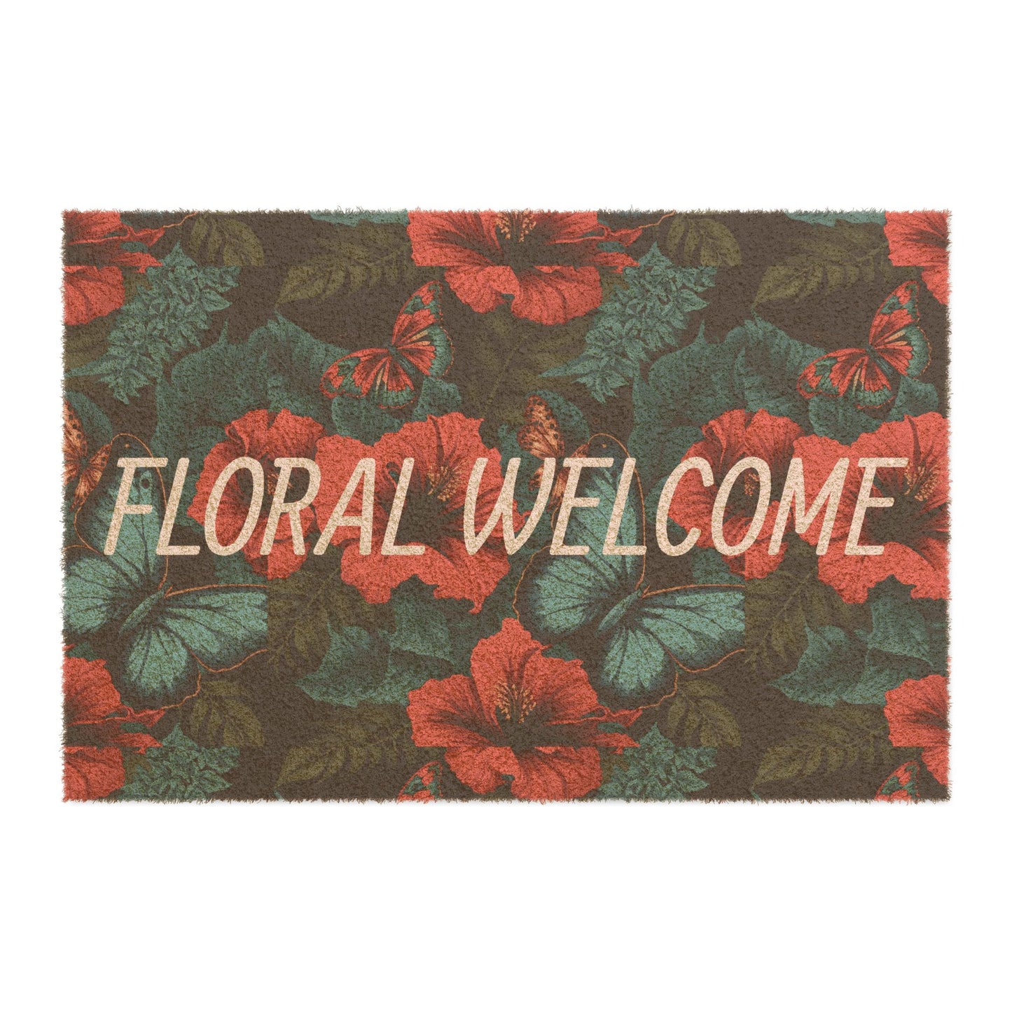 Floral Welcome Doormat - Elegant Entrance Mat, Home Decor, Housewarming Gift, Spring Decor, Outdoor Rug