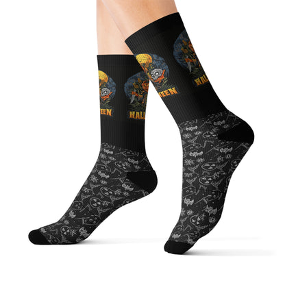 Halloween Themed Sublimation Socks for Spooky Vibes, Perfect for Costume Parties, Trick or Treat, Gift for Horror Fans