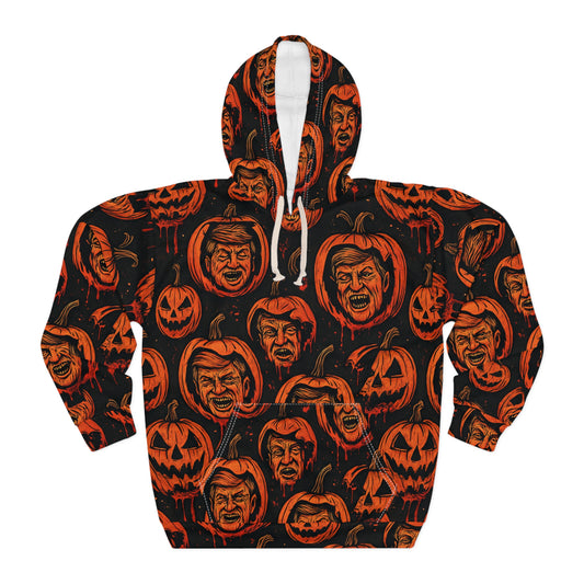 Halloween Horror Unisex Pullover Hoodie, Funny Pumpkin Hoodie, Unique Graphic Hoodie, Spooky Apparel, Perfect for Fall Celebrations