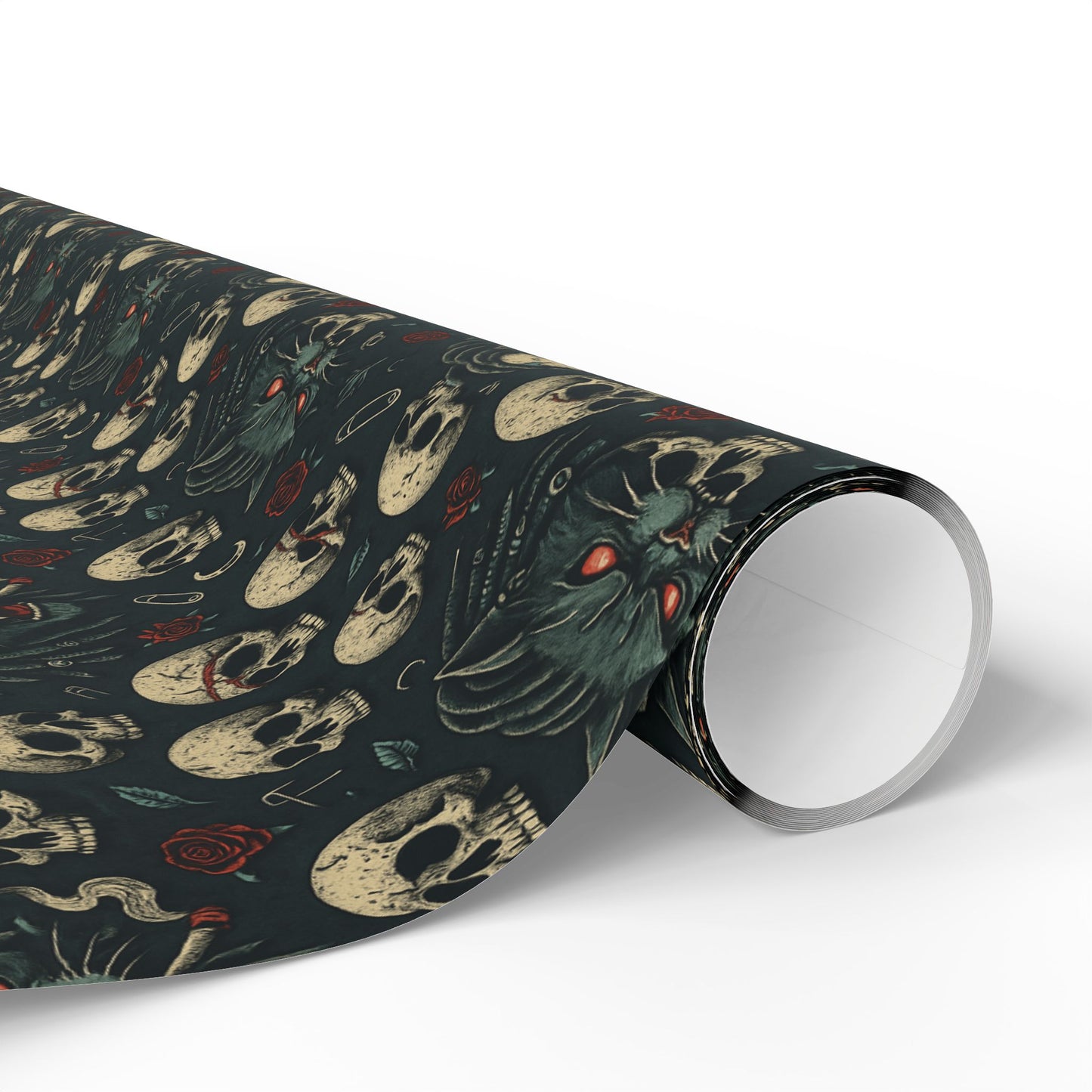 Dark Gothic Skulls Wrapping Paper, Spooky Gift Wrap for Halloween, Party Decor, Unique Present Packaging, Alternative Gift Wrap