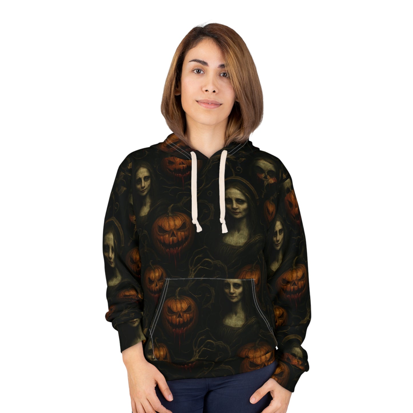 Haunting Pumpkin Hoodie - Spooky Seasonal Wear, Halloween Costume, Cozy Fall Apparel, Unisex Pullover, Festival Gear