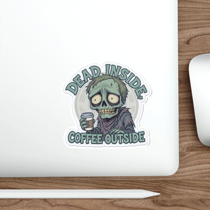Zombie Coffee Lover Die-Cut Stickers, Cute Vinyl Stickers for Laptops, Drinkware, Halloween Decor, Funny Gifts, Zombie Aesthetic