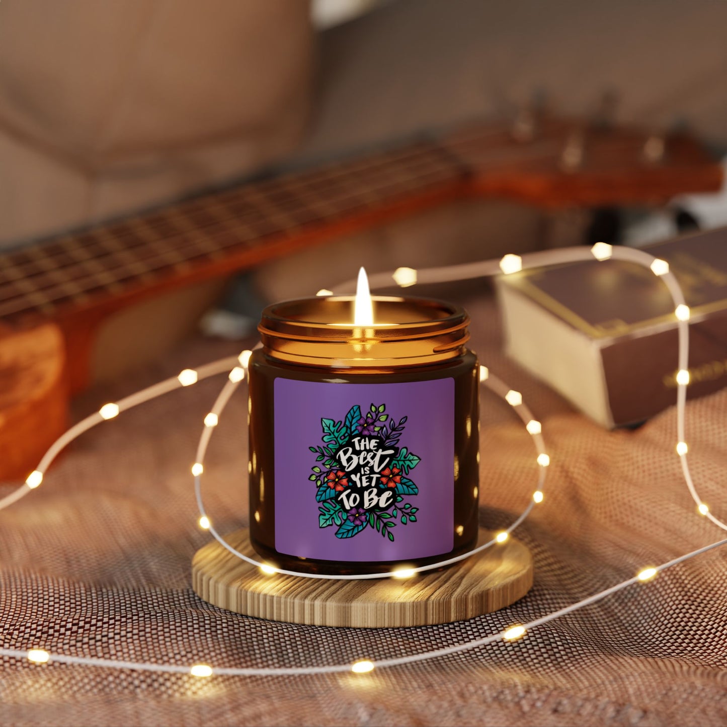 Scented Soy Candle with Floral Design