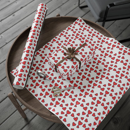 Festive Heart Wrapping Paper, Valentine's Gift Wrap, Love Bows, Holiday Decor, Cute Gift Packaging, Party Supplies