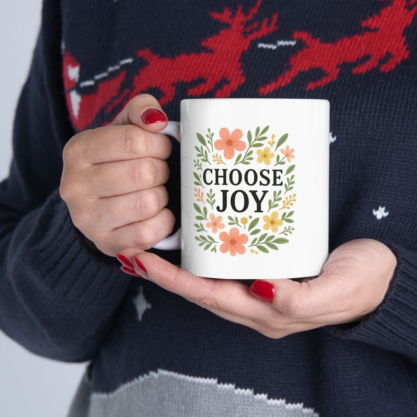 Choose Joy Floral Ceramic Mug