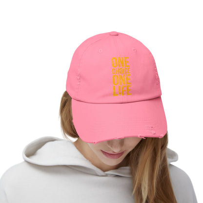 Unisex Distressed Cap - Motivational Hat, Everyday Wear, Casual Style, Gift for Friends, Trendy Cap, One Life Design
