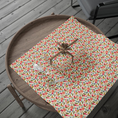 Floral Wrapping Paper for All Occasions, Gift Wrap Roll, Birthday, Holiday, Eco-Friendly, Festive Gift Packaging, Artisan Design