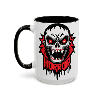 Horror-Themed Coffee Mug, Unique Gift for Halloween Lovers, Scary Decor, Black Accented Mug, Gothic Drinkware, Spooky Kitchenware