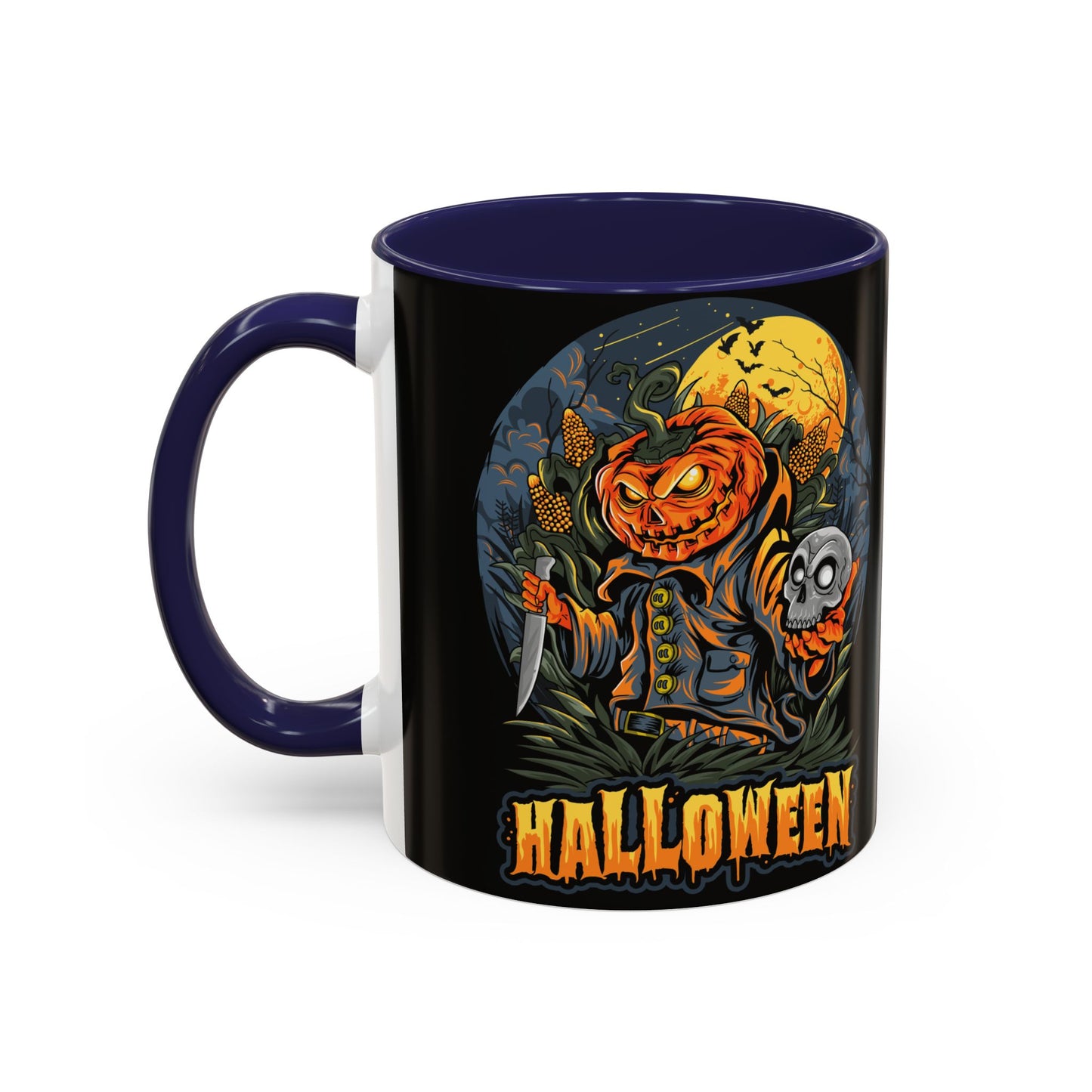 Halloween Pumpkin Coffee Mug, Spooky Mug, Fall Decor, Gift for Halloween Lovers, Black Mug, 11oz or 15oz