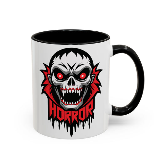 Horror-Themed Coffee Mug, Unique Gift for Halloween Lovers, Scary Decor, Black Accented Mug, Gothic Drinkware, Spooky Kitchenware