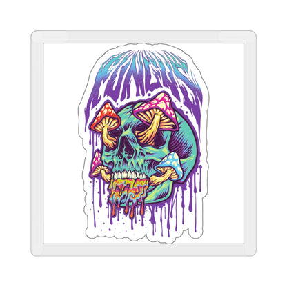 Vibrant Skull Mushroom Die-Cut Stickers | Psychedelic Art, Laptop Decor, Gift for Artists, Festival Essentials, Cool Stickers