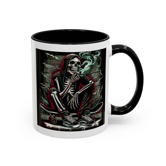 Gothic Skeleton Coffee Mug - Perfect for Halloween Decor, Gift for Skaters, Unique Drinkware, Spooky Vibe, 11 & 15oz Options
