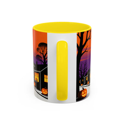 Halloween-Themed Accent Coffee Mug, Spooky Autumn Decor, Pumpkin Coffee Cup, Fall Gift, October Celebration