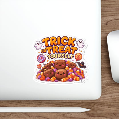 Fun Halloween Die-Cut Stickers - Trick or Treat Yourself, Cute Halloween Decor, Laptop Stickers, Party Favors, Festive Gifts
