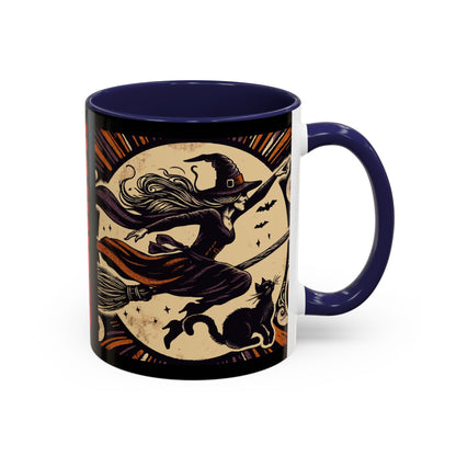 Halloween-Themed Accent Coffee Mug, Coffee Cup for Witch Lovers, Haunted Mug for Spooky Season, Unique Gift for Halloween, Witch Decor
