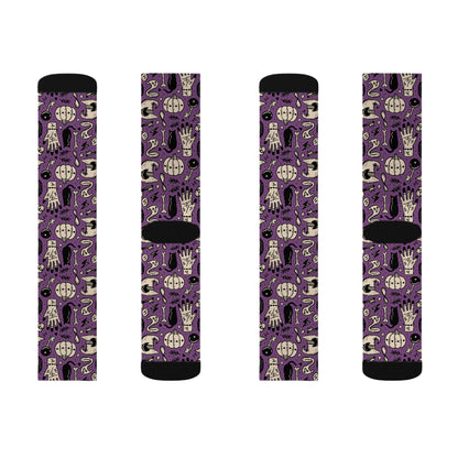 Mystical Patterned Socks, Unique Gift for Occult Lovers, Halloween Accessories, Cozy Footwear, Spooky Vibe