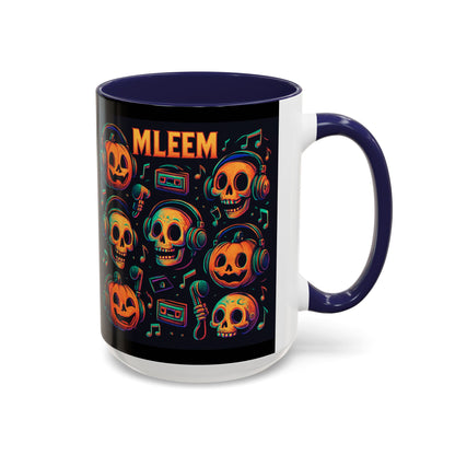 Halloween Skull Coffee Mug, Spooky Decor, Gift for Music Lovers, Pumpkin Head Mug, Halloween Party Favor