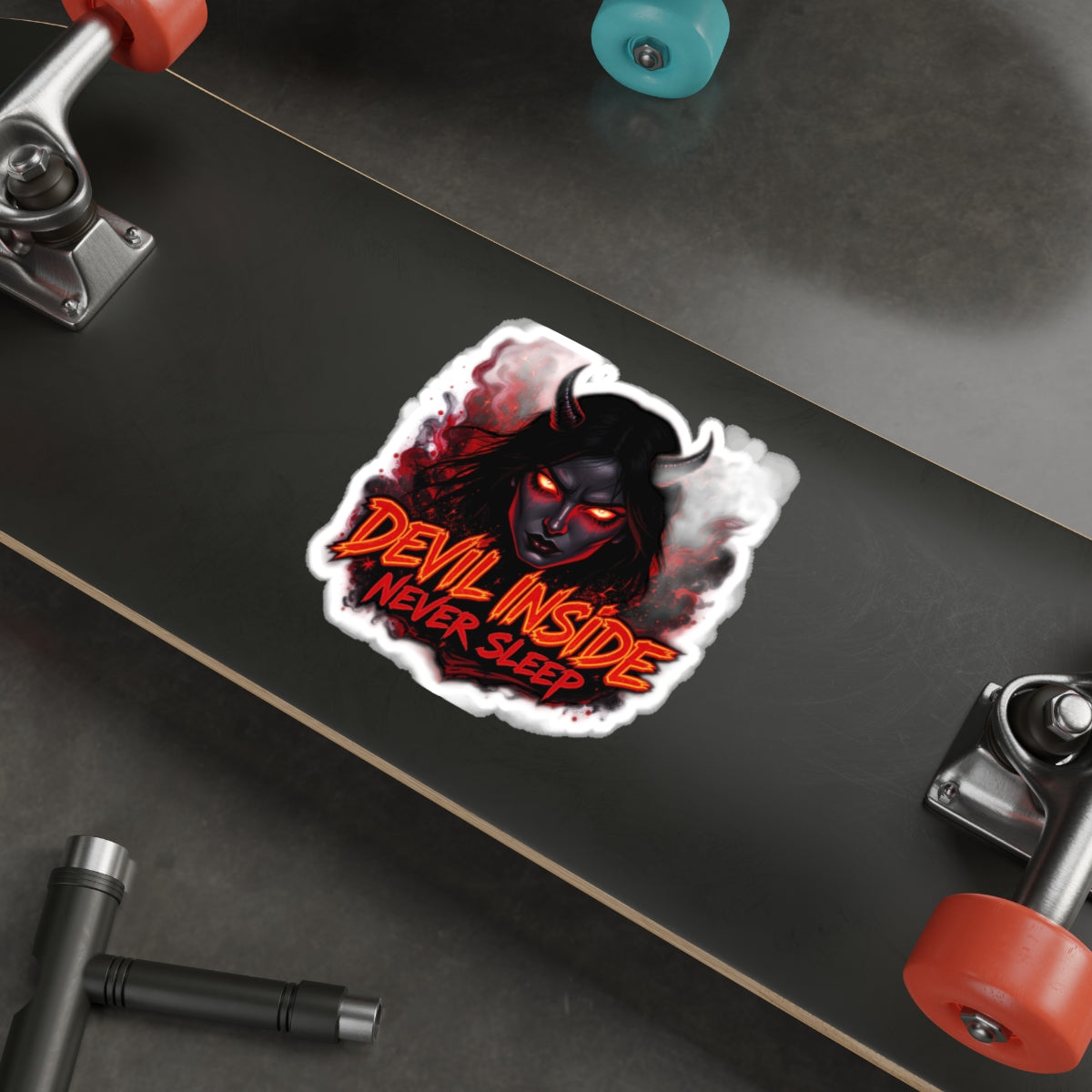 Devil Inside Die-Cut Stickers - Dark Aesthetic, Laptop Decals, Gothic Decor, Alternative Art, Halloween, Spooky Gifts