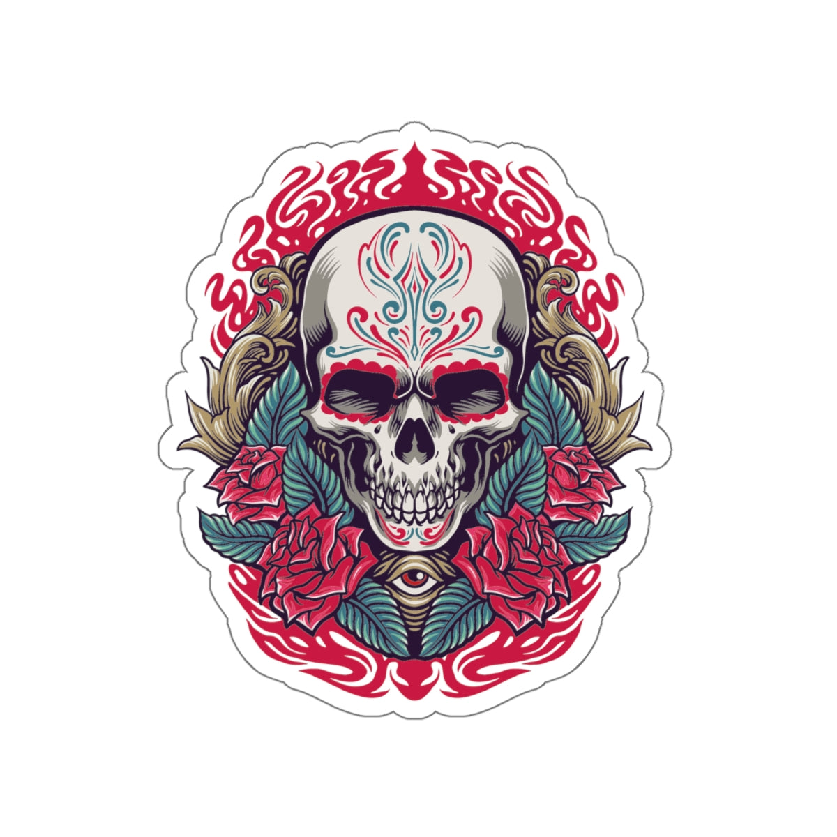 Vibrant Skull Die-Cut Stickers | Gothic Decor, Art Gifts, Laptop Stickers, Festivals, Unique Accessories