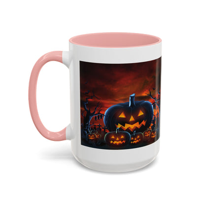 Halloween Pumpkin Accent Mug, Spooky Coffee Cup, Fall Decor, Trick or Treat Gift, Dark Themed Drinkware, Halloween 2023,
