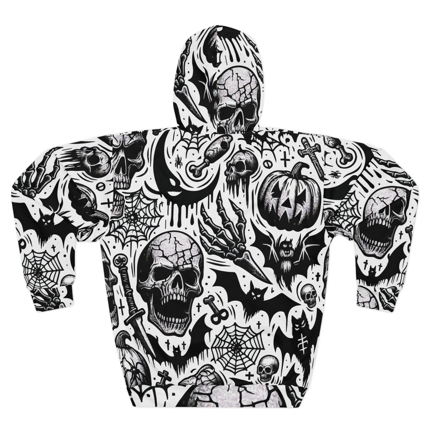 Gothic Skull Print Hoodie – Spooky Style for Halloween