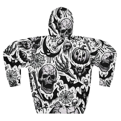 Gothic Skull Print Hoodie – Spooky Style for Halloween